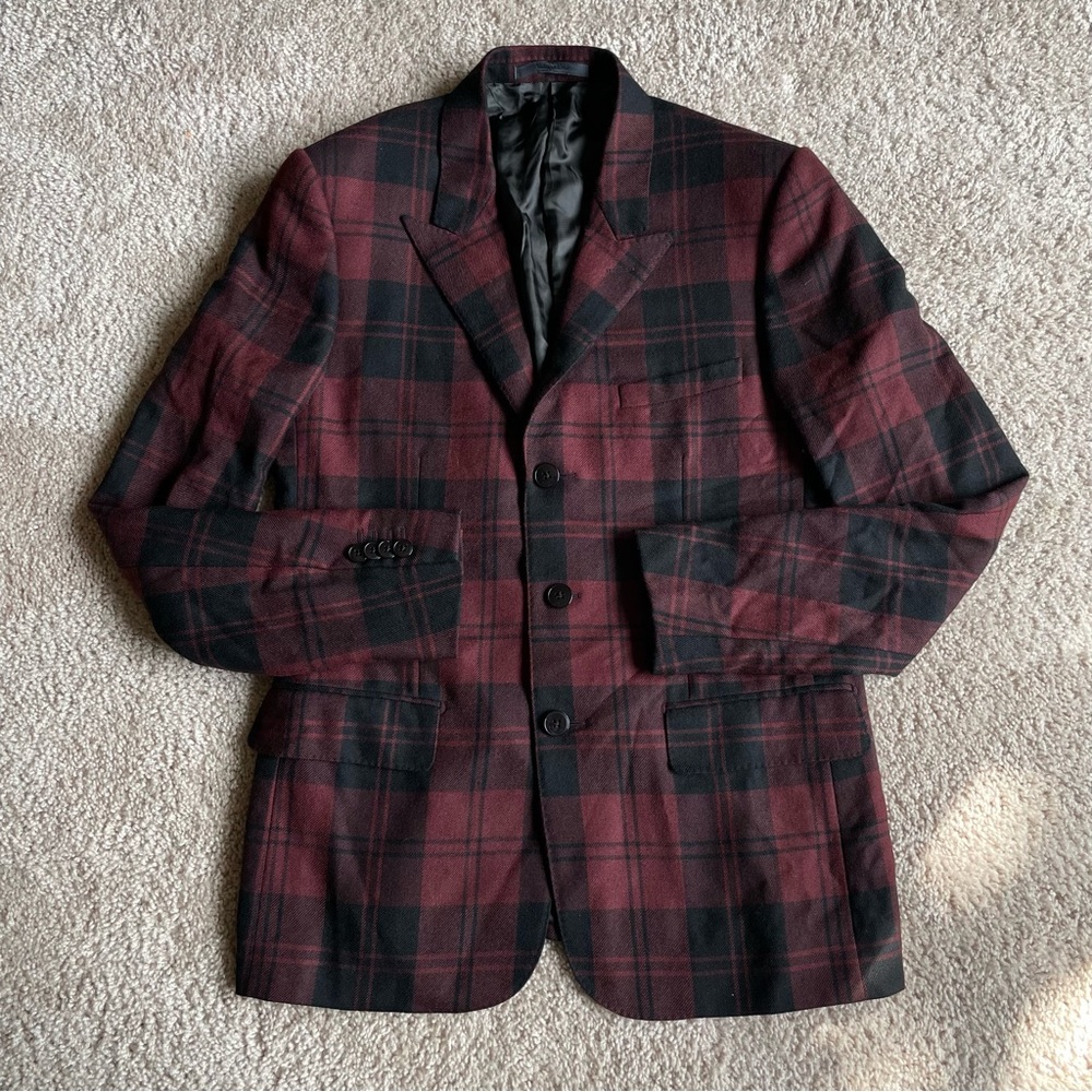 Valentino Tartan Plaid Wool Blazer Jacket